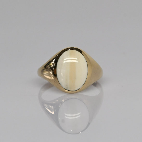 Agate Cabochon 14k Yellow Gold Ring