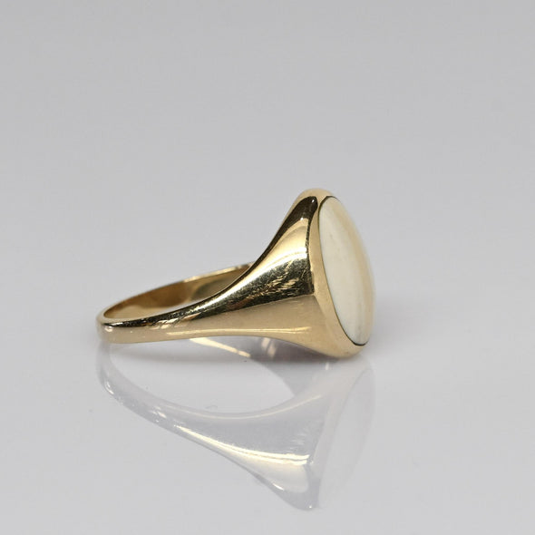 Agate Cabochon 14k Yellow Gold Ring