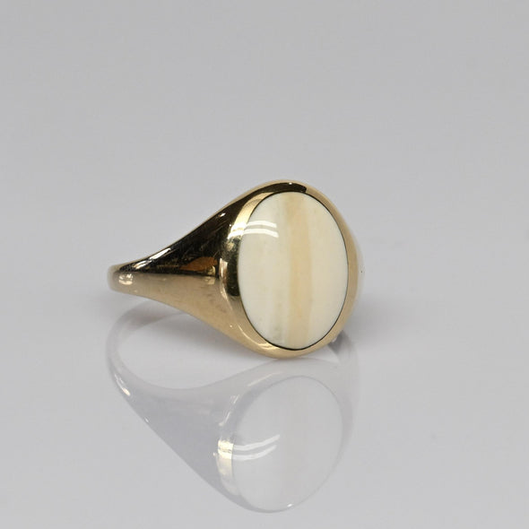 Agate Cabochon 14k Yellow Gold Ring