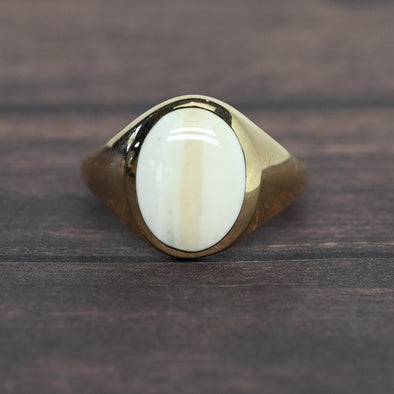 Agate Cabochon 14k Yellow Gold Ring