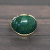 Chrysocolla Blue Green Marbled Smooth Low Profile 14k Yellow Gold Ring