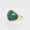 Chrysocolla Blue Green Marbled Smooth Low Profile 14k Yellow Gold Ring
