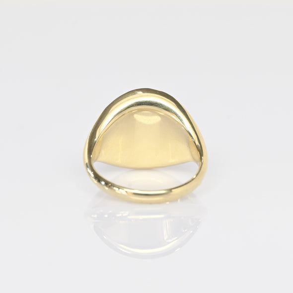 Chrysocolla Blue Green Marbled Smooth Low Profile 14k Yellow Gold Ring