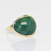 Chrysocolla Blue Green Marbled Smooth Low Profile 14k Yellow Gold Ring