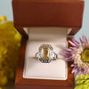 Stunning 3.5 Carat Natural Yellow Emerald Cut Diamond in Custom Platinum Ring