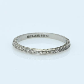 Belais Art Deco Chevron 18K White Gold Wedding Band Size 6