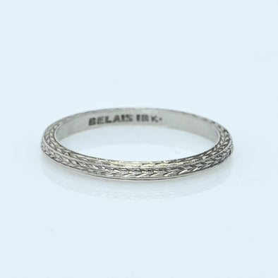 Belais Art Deco Chevron 18K White Gold Wedding Band Size 6