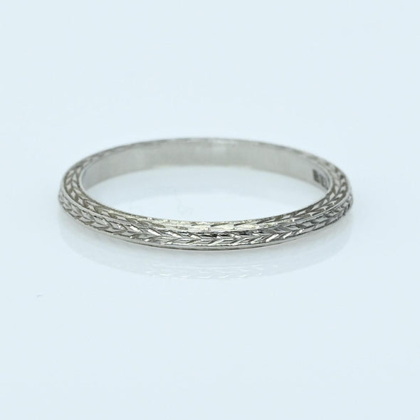 Belais Art Deco Chevron 18K White Gold Wedding Band Size 6