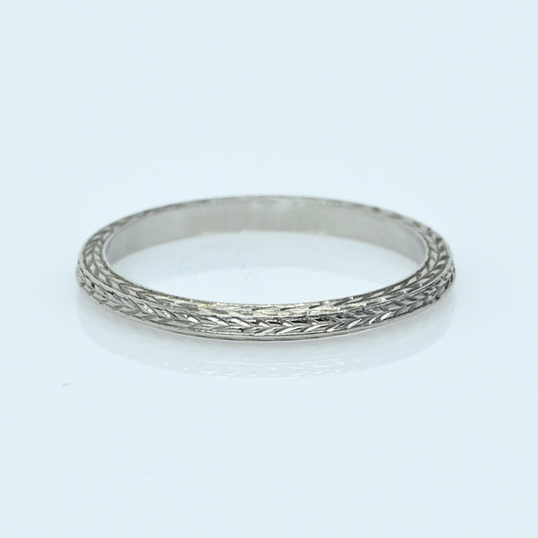 Belais Art Deco Chevron 18K White Gold Wedding Band Size 6