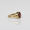 Garnet Oval Bezel Set 14k Yellow Gold Memorial Ring Dated 23 May 1871