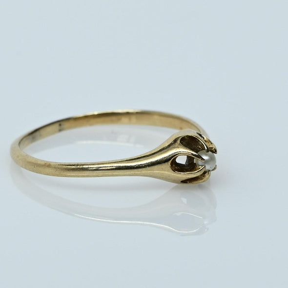 Victorian Pearl Belcher 14K Gold Solitaire Ring