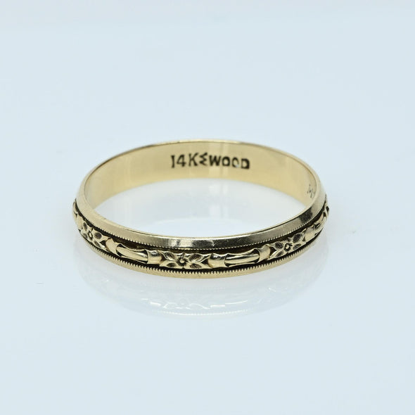 Wood Orange Blossom 14k Gold Band Dated 1943