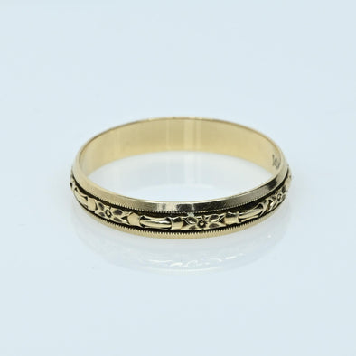 Wood Orange Blossom 14k Gold Band Dated 1943