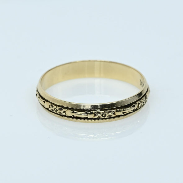 Wood Orange Blossom 14k Gold Band Dated 1943