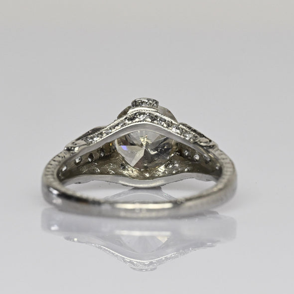 2.16ctw Old European Cut Diamond Platinum Art Deco Engagement Ring