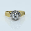 0.79ct D VS Old Cut Diamond Halo 18K Gold Zig Zag Cluster Ring w GIA