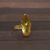 Vintage Citrine Long Oval 18k Yellow Gold Gemstone Ring