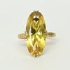 Vintage Citrine Long Oval 18k Yellow Gold Gemstone Ring