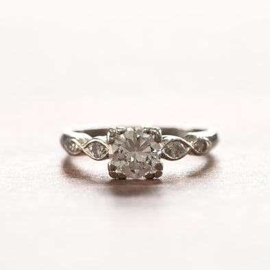 0.82ctw Old European Cut Diamond Platinum Engagement Ring