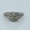 1.32ct Light Yellow Old Mine Cut Diamond Platinum Filigree Engagement Ring