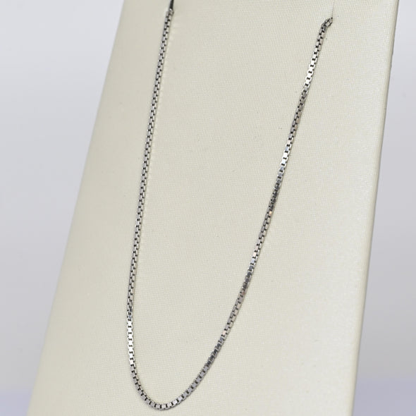 Vintage Box Link Chain 18" 0.85mm 14K White Gold Necklace