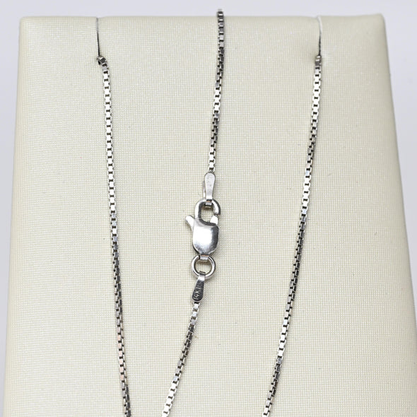Vintage Box Link Chain 18" 0.85mm 14K White Gold Necklace