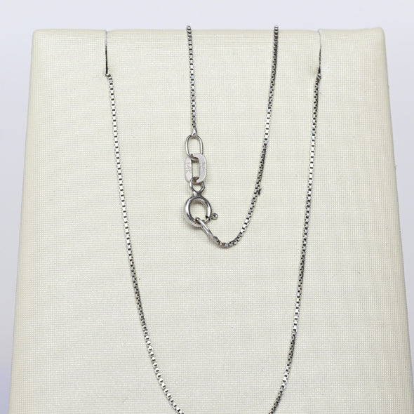 Vintage Box Link Chain 22" 0.55mm 14K White Gold Necklace