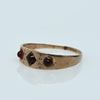Antique Garnet Gypsy Set 3 Stone Gold Ring