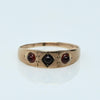 Antique Garnet Gypsy Set 3 Stone Gold Ring