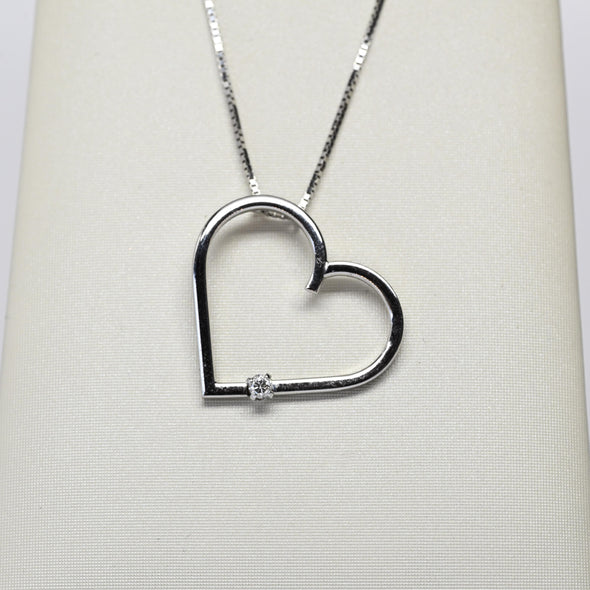 Diamond Heart Pendant 14k White Gold Necklace