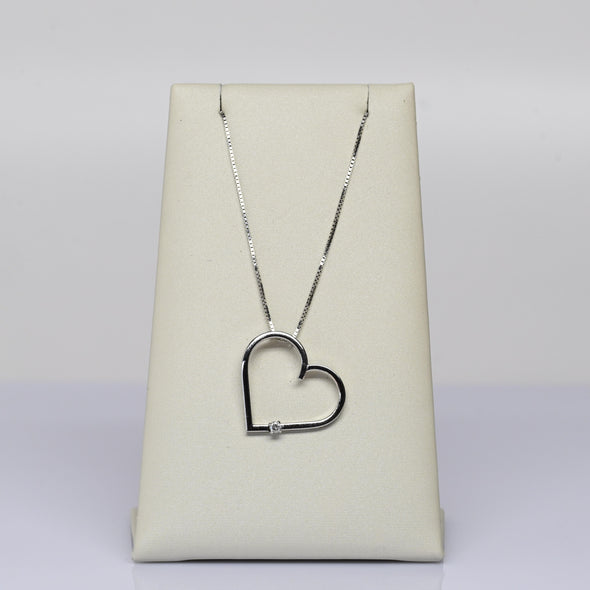 Diamond Heart Pendant 14k White Gold Necklace