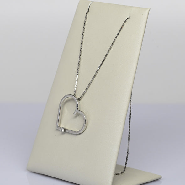 Diamond Heart Pendant 14k White Gold Necklace