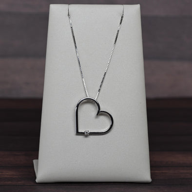 Diamond Heart Pendant 14k White Gold Necklace