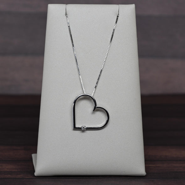 Diamond Heart Pendant 14k White Gold Necklace