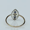 Sapphire & Diamond Navette Art Deco Pin Conversion Ring in 14k Gold & Platinum