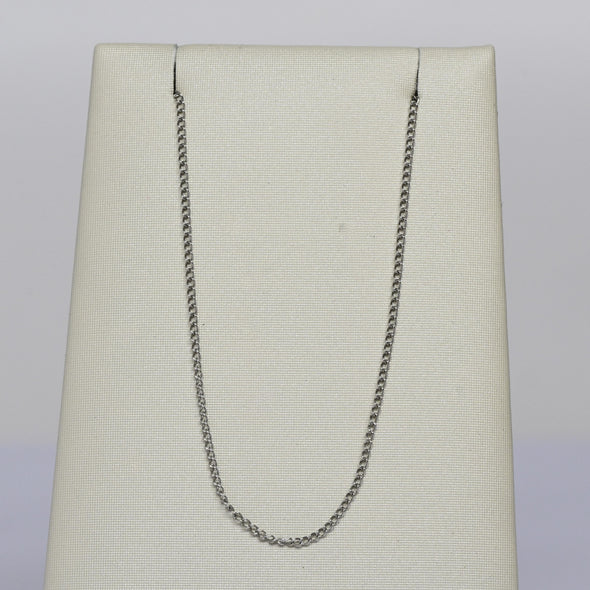 Vintage Curb Link Chain 15" 1mm 14K White Gold Necklace