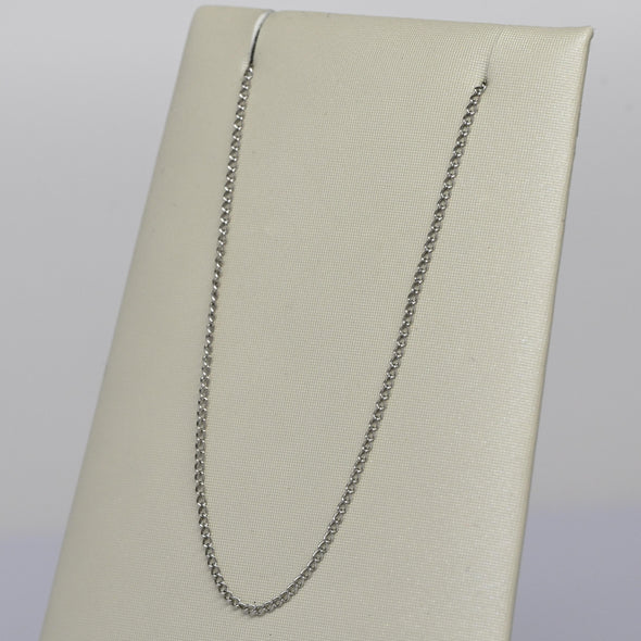 Vintage Curb Link Chain 15" 1mm 14K White Gold Necklace