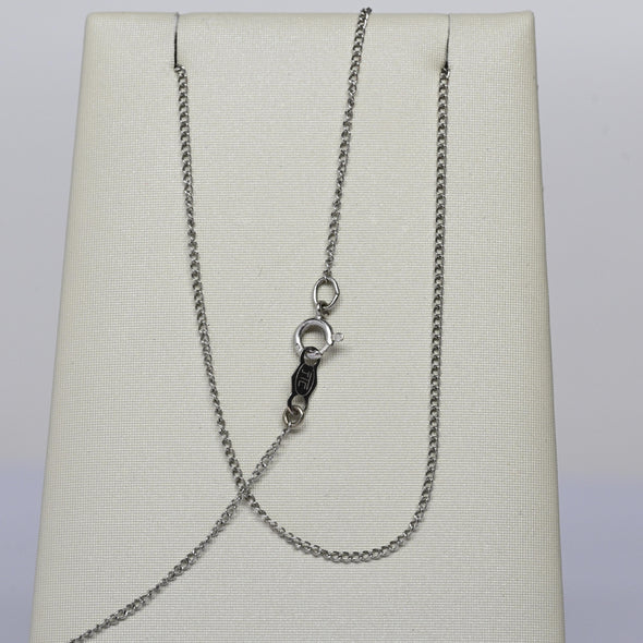 Vintage Curb Link Chain 15" 1mm 14K White Gold Necklace