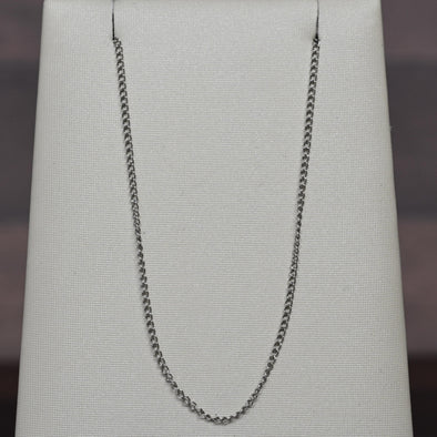 Vintage Curb Link Chain 15" 1mm 14K White Gold Necklace