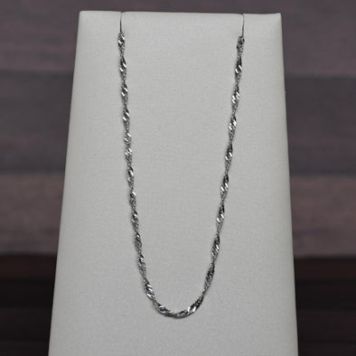 Vintage Twist Link Chain 20" 1.5mm 14K White Gold Necklace