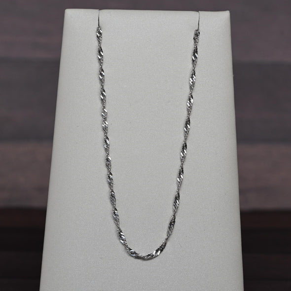 Vintage Twist Link Chain 20" 1.5mm 14K White Gold Necklace