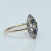 Sapphire & Diamond Navette Art Deco Pin Conversion Ring in 14k Gold & Platinum
