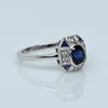Art Deco Blue Sapphire Oval 18K White Gold Ring