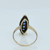 Victorian Blue Sapphire and Seed Pearl Navette 14K Gold Cocktail Ring