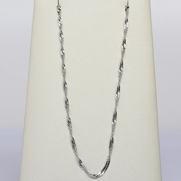 Vintage Twist Link Chain 20" 1.5mm 14K White Gold Necklace