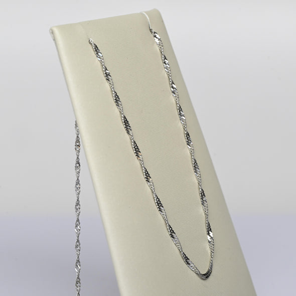 Vintage Twist Link Chain 20" 1.5mm 14K White Gold Necklace