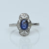 Antique Platinum Sapphire and Diamond Filigree Ring