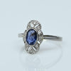 Antique Platinum Sapphire and Diamond Filigree Ring