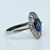 Antique Platinum Sapphire and Diamond Filigree Ring