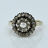 Antique Victorian 14K Rose Cut Diamond Double Halo Cluster Ring